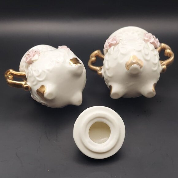 Cracker Barrel 6-Piece Porcelain Capodimonte Tea Set Gold Accents Pink Roses - Picture 14 of 14